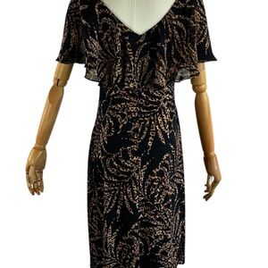 Connected Apparel Leopard Print Flutter Sleeve Midi Dress, Glam Chic SZ 6
